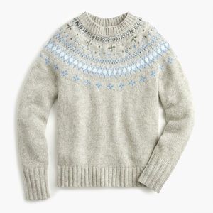 J Crew Jeweled Fair Isle crewneck sweater
